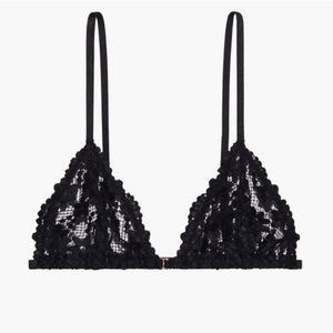 Savage X Fenty Black Caviar Geo Daisy Bralette & Lace String Medallion Thong Set